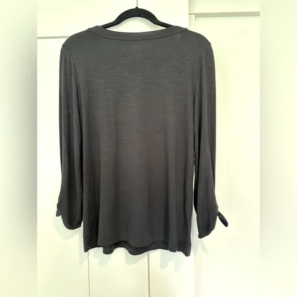 LOFT black shirt with knotted detail on sleeve XS - Picture 3 of 7